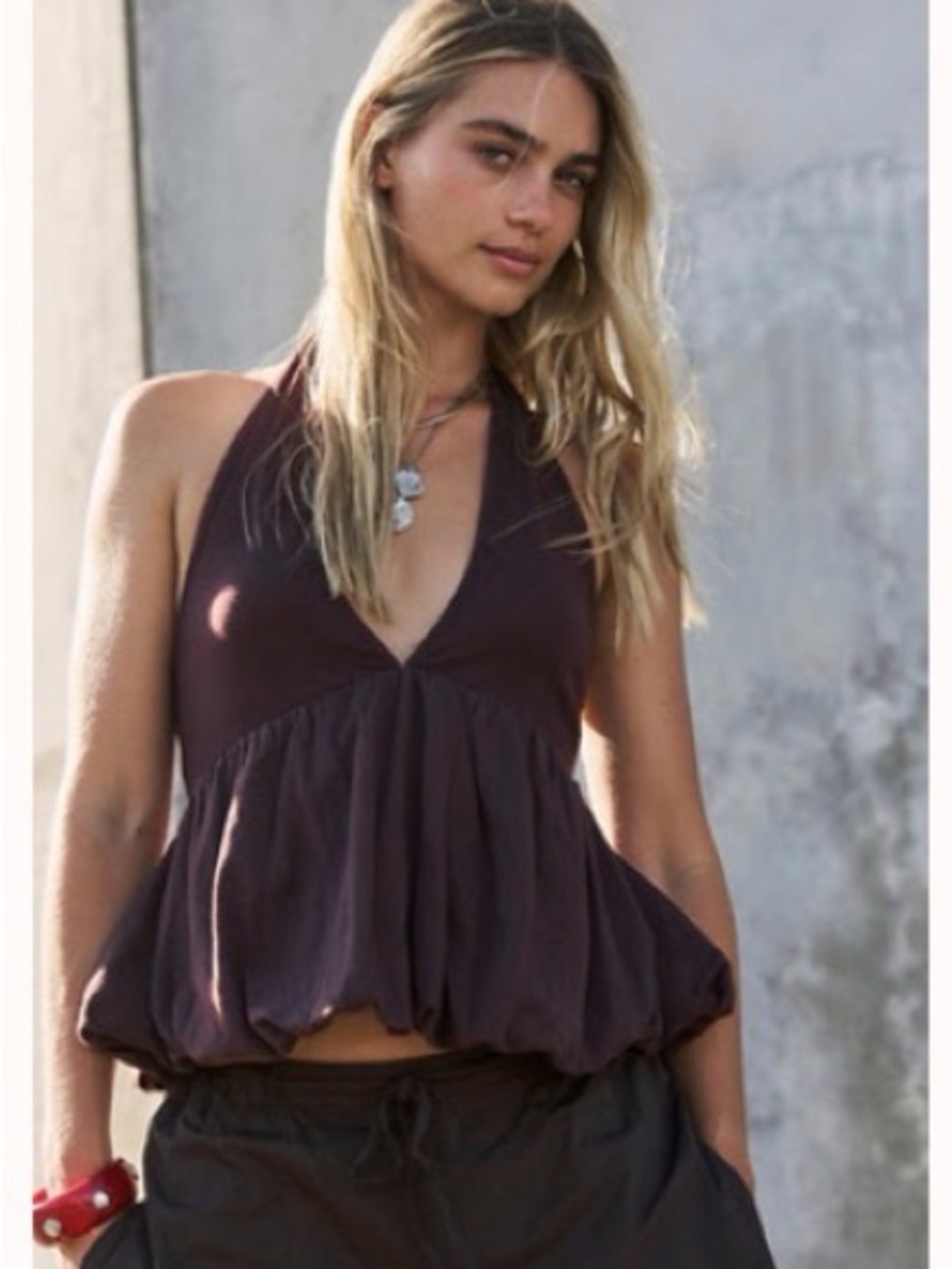 Free People Paige Bubble Hem Halter - Med